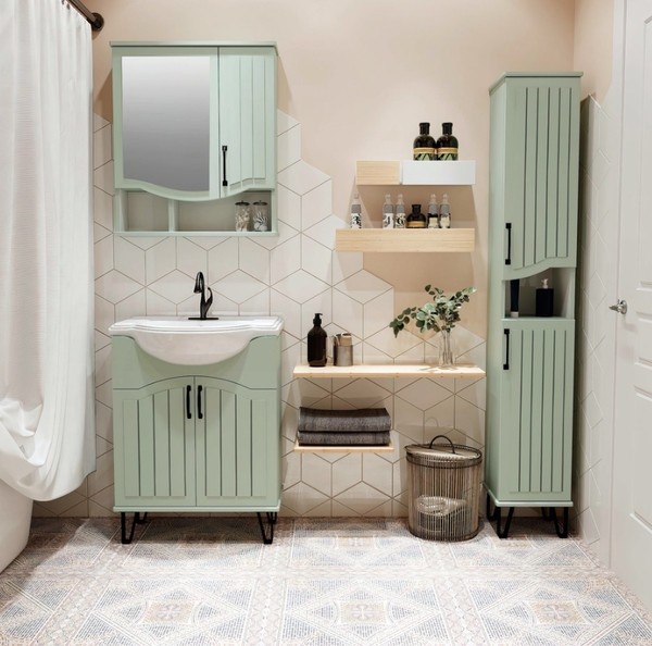 Тумба с умывальником Runo Марсель 65 + Классик 65