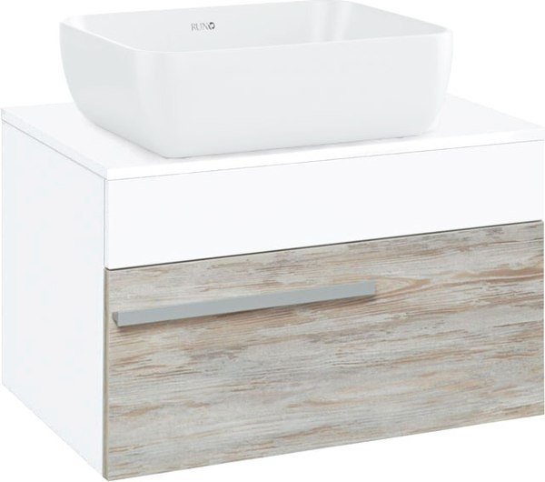 Тумба с умывальником Runo Вудлайн 65 + Cuatro 49x39 - фото