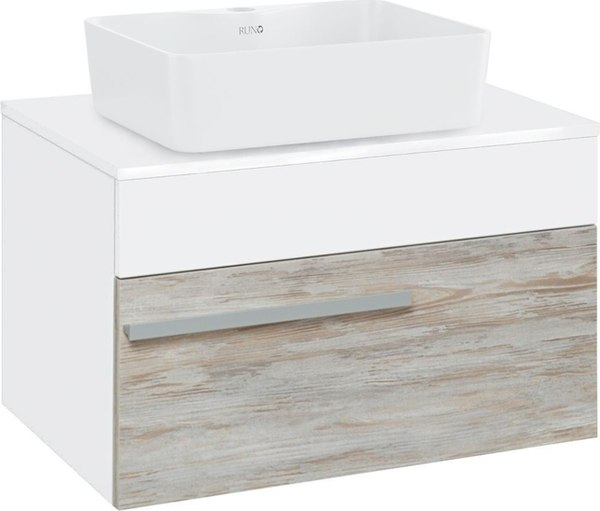 Тумба с умывальником Runo Вудлайн 65 + Cuatro 49x39