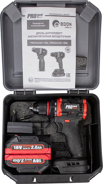Аккумуляторная дрель-шуруповерт Edon Protech AD-18BL