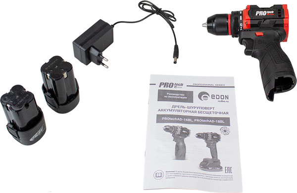 Аккумуляторная дрель-шуруповерт Edon Protech AD-16BL