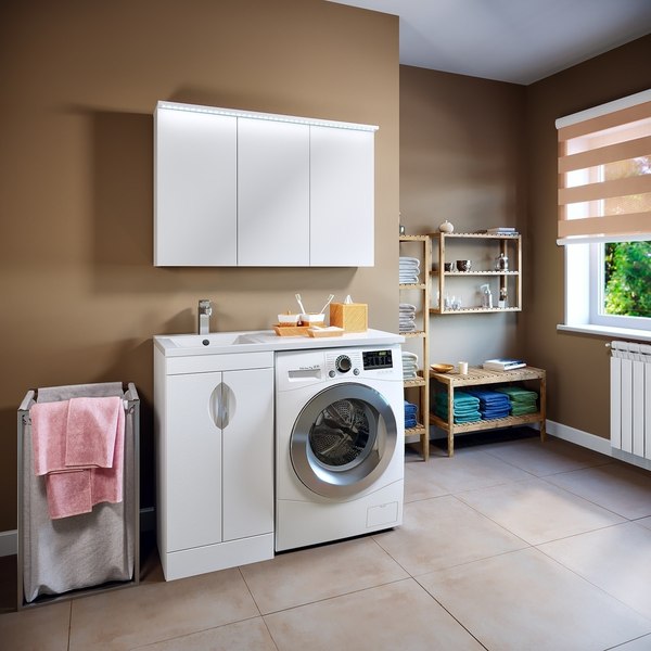 Тумба с умывальником Runo Лира 45 + Гамма 105 лайт с правым крылом - фото