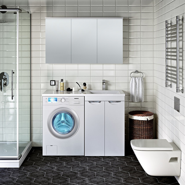 Тумба с умывальником Runo Лира 60 + Гамма 120 лайт с левым крылом - фото