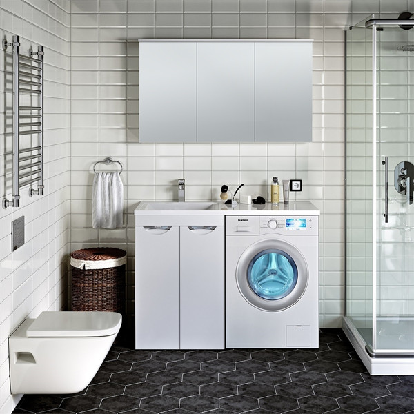 Тумба с умывальником Runo Лира 60 + Гамма 120 лайт с правым крылом - фото