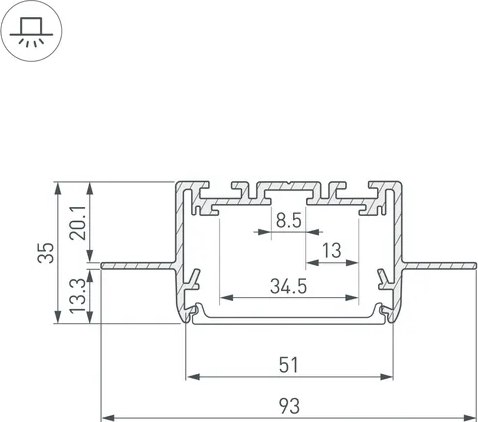 Профиль для светодиодной ленты Arlight SL-LINIA55-FANTOM-2500 ANOD / 035650
