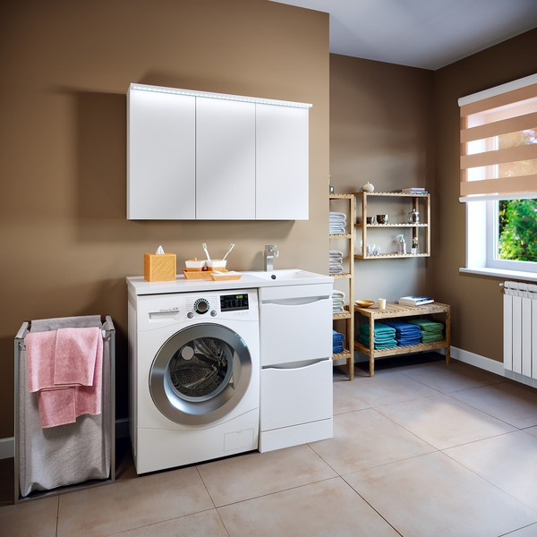 Тумба с умывальником Runo Орион 45 2 ящика + Гамма 105 лайт с левым крылом - фото