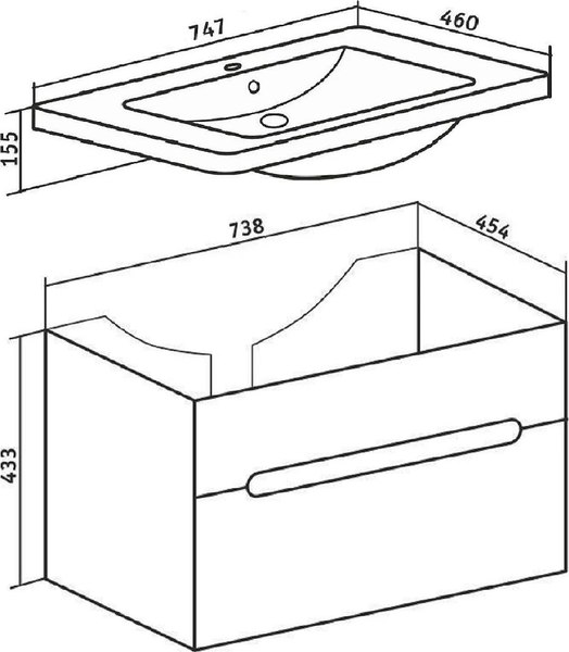 Тумба с умывальником Runo Парма 75 + Omega 75