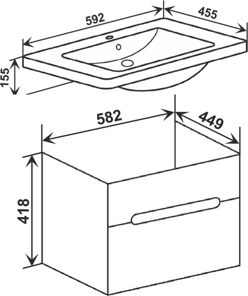 Тумба с умывальником Runo Парма 60 + Omega 60