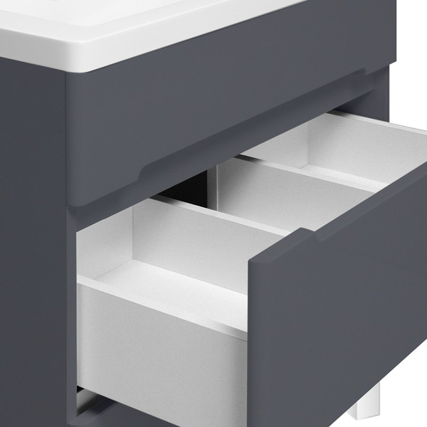 Тумба с умывальником Runo Парма 60 2 ящика + Omega 60