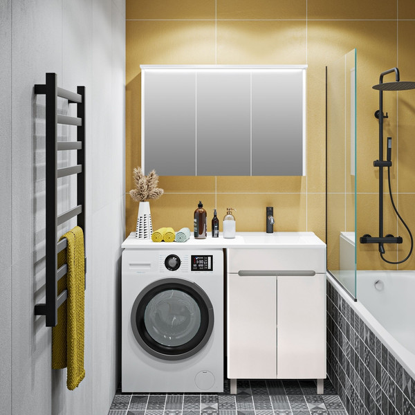 Тумба с умывальником Runo Парма 60 + Гамма 120 лайт с левым крылом - фото