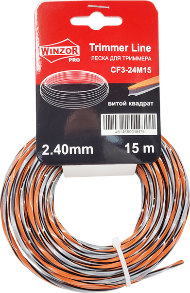 Леска для триммера Winzor Pro 2.40мм витой квадрат / CF3-24M15 - фото