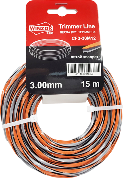 Леска для триммера Winzor Pro 3.00мм витой квадрат / CF3-30M12 - фото