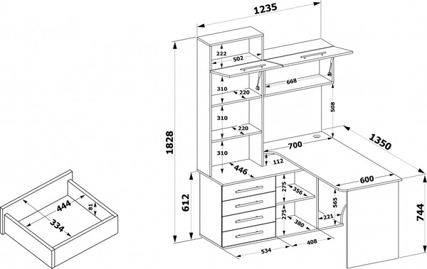 Стол-стеллаж Woodville КСТ-14.1Л / 506499