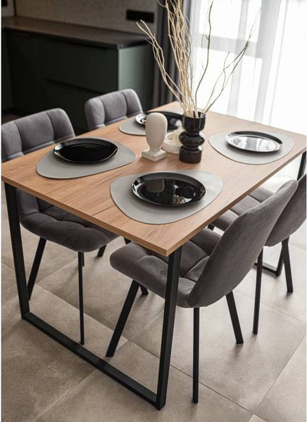 Обеденный стол Notta Лиман 117х77 / 615151 (дуб крафт золотой/черный матовый)