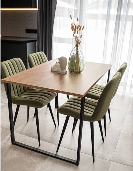 Обеденный стол Notta Лиман 117х77 / 615151 (дуб крафт золотой/черный матовый)