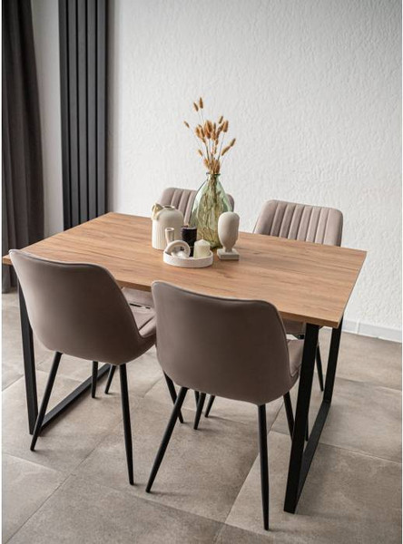 Обеденный стол Notta Лиман 117х77 / 615151 (дуб крафт золотой/черный матовый)