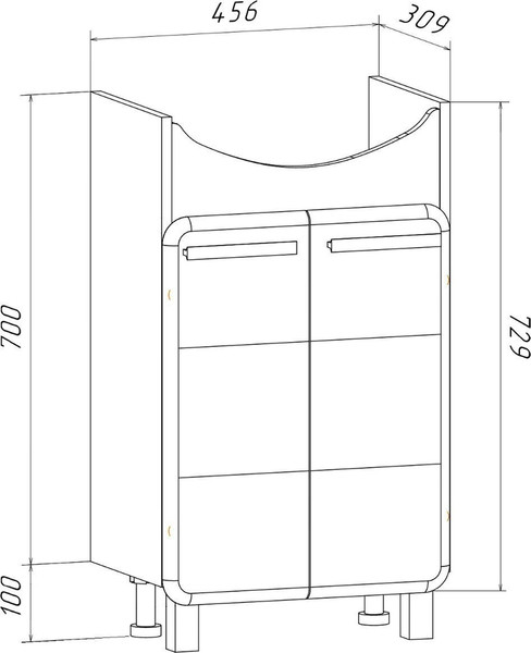 Тумба с умывальником Runo Эрика 50 + Элеганс 50