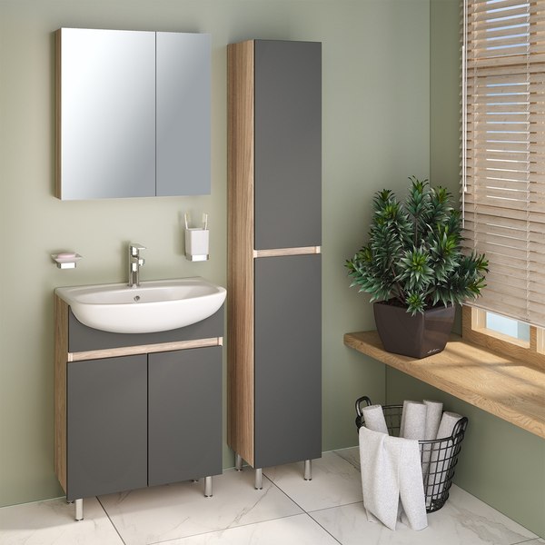 Тумба с умывальником Runo Лада 60 + Уют 60 - фото