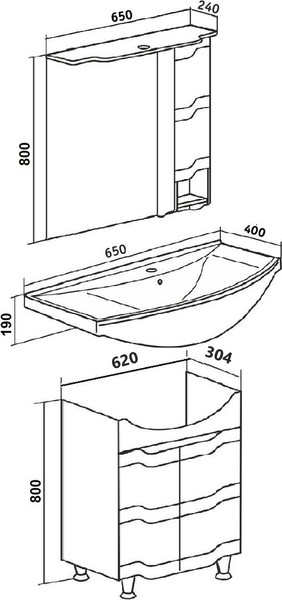 Тумба с умывальником Runo Стиль 65 + Стиль 65