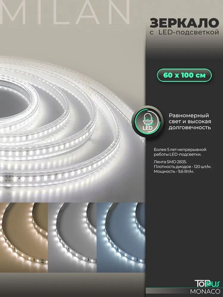 Зеркало Toppus Monaco 60х100 / 2911.022