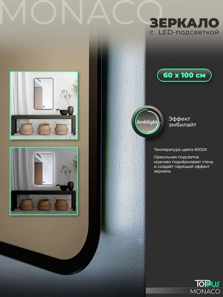 Зеркало Toppus Monaco 60х100 / 2911.022