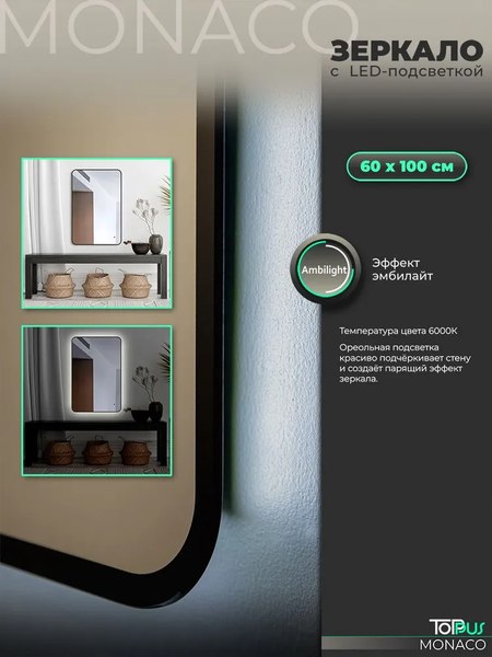 Зеркало Toppus Monaco 60х100 / 2911.023