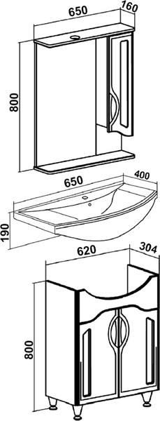 Тумба с умывальником Runo Толедо 65 + Стиль 65