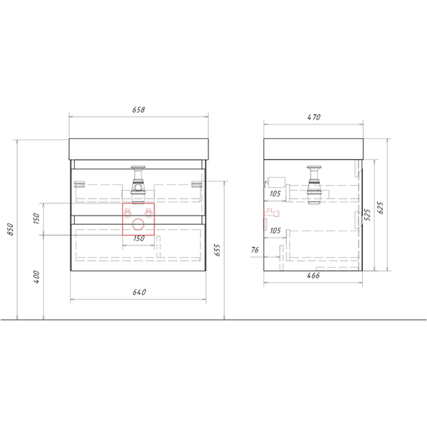 Тумба под умывальник Aqwella Geometria GE01652WM