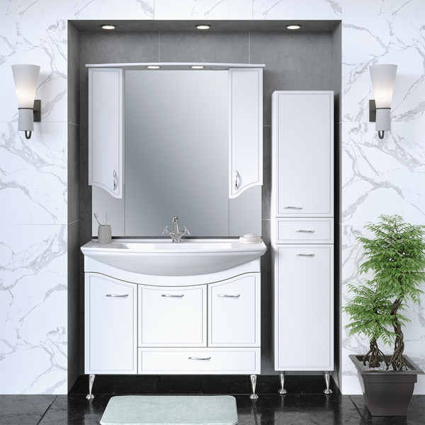 Тумба с умывальником Runo Севилья 105 с корзиной для белья + Стиль 1050 - фото