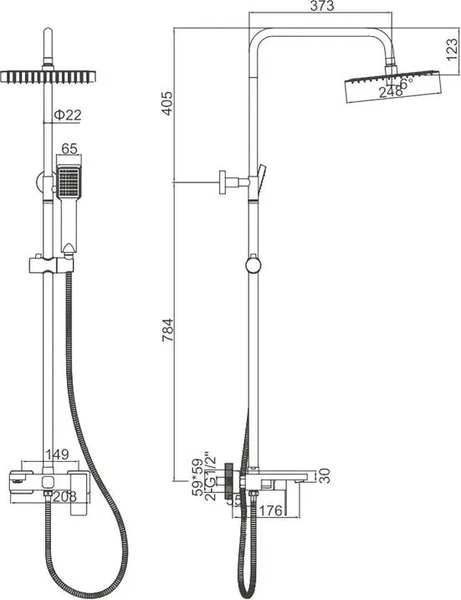 Душевая система со смесителем Ledeme L72425B