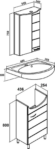 Тумба с умывальником Runo Кипарис 45 + Уют 45