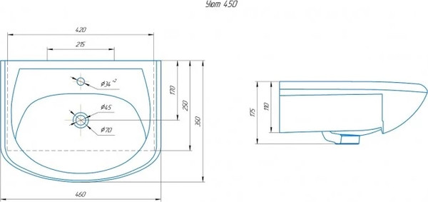 Тумба с умывальником Runo Уют 45 + Уют 45