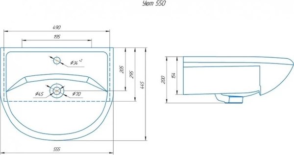 Тумба с умывальником Runo Уют 55 + Уют 55