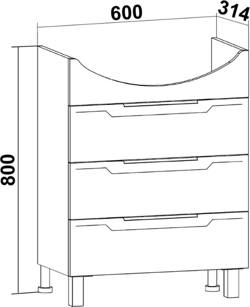 Тумба с умывальником Runo Верона 65 + Элеганс 65