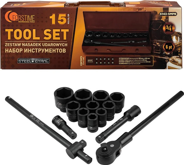 Универсальный набор инструментов Forstime FT-6143-5MPB - фото