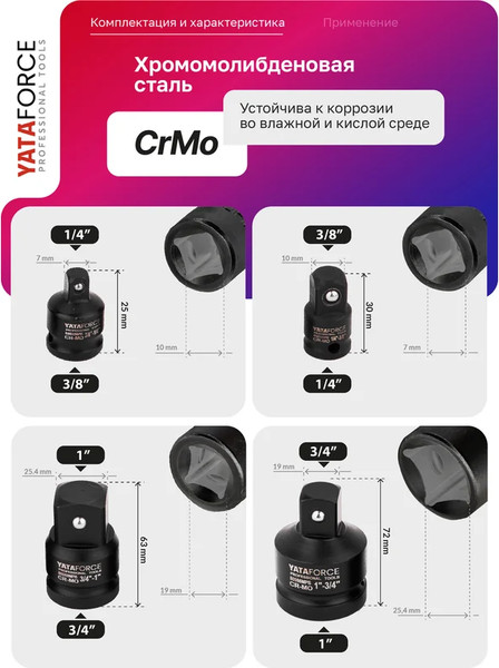 Набор адаптеров слесарных Yataforce YF-4089MPB