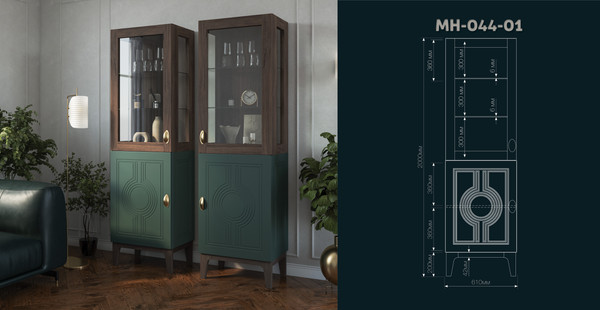 Шкаф-пенал с витриной Мебель-Неман Калипсо МН-044-01