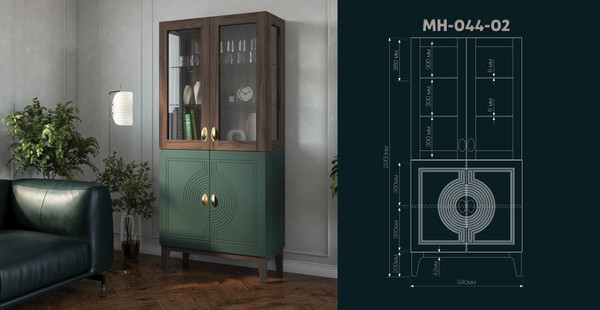 Шкаф с витриной Мебель-Неман Калипсо МН-044-02