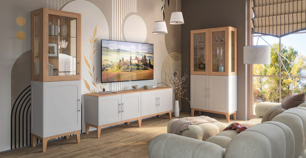 Шкаф-пенал с витриной Мебель-Неман Танаро МН-058-01