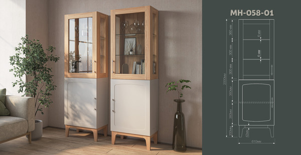 Шкаф-пенал с витриной Мебель-Неман Танаро МН-058-01