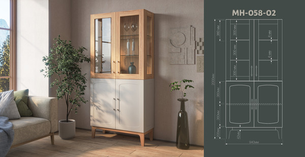Шкаф с витриной Мебель-Неман Танаро МН-058-02