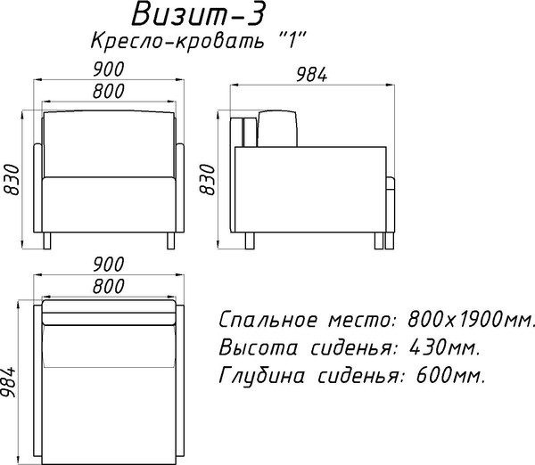 Кресло-кровать Домовой Визит-3 1 (80)