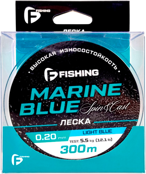 Леска монофильная F-Fishing Marine Blue Spin 300м 0.20мм / FMBS3-020 - фото