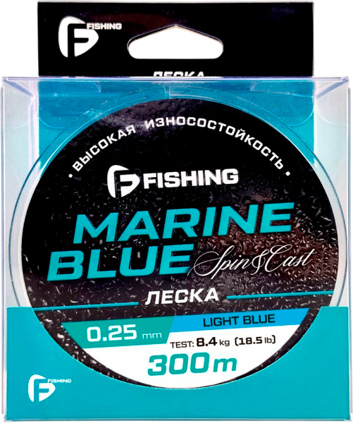 Леска монофильная F-Fishing Marine Blue Spin 300м 0.25мм / FMBS3-025 - фото