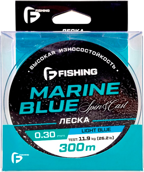 Леска монофильная F-Fishing Marine Blue Spin 300м 0.30мм / FMBS3-030 - фото