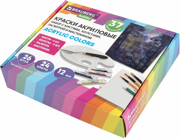 Набор для рисования Brauberg Hobby +холсты и кисти / 192544 - фото