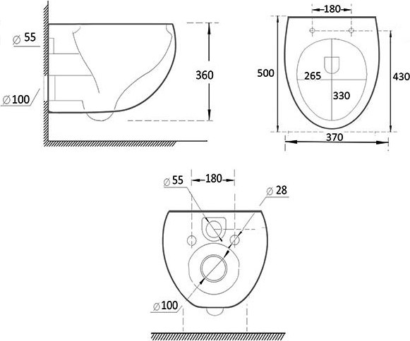 Унитаз подвесной Roxen EGG 530170-01 Rimless Soft Close NC