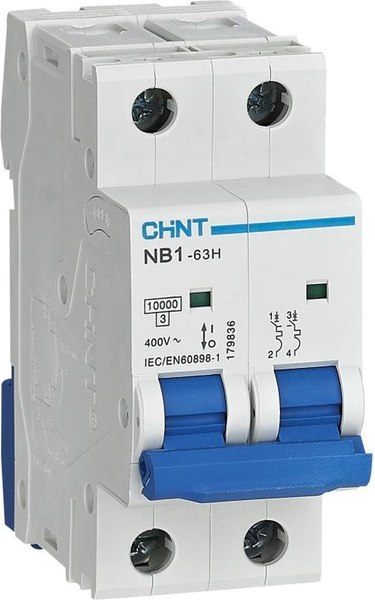 Выключатель автоматический Chint NB1-63H 2P 1А 10кА х-ка C (R) / 179823 - фото