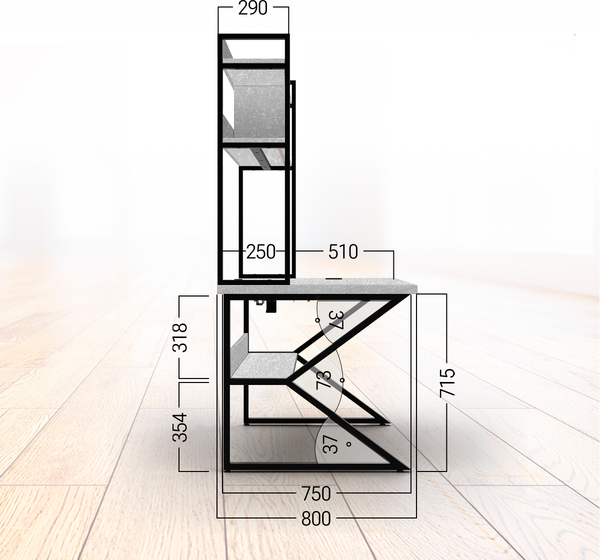 Письменный стол Millwood Кембридж 1600х800 / 51664_bet_ch_2