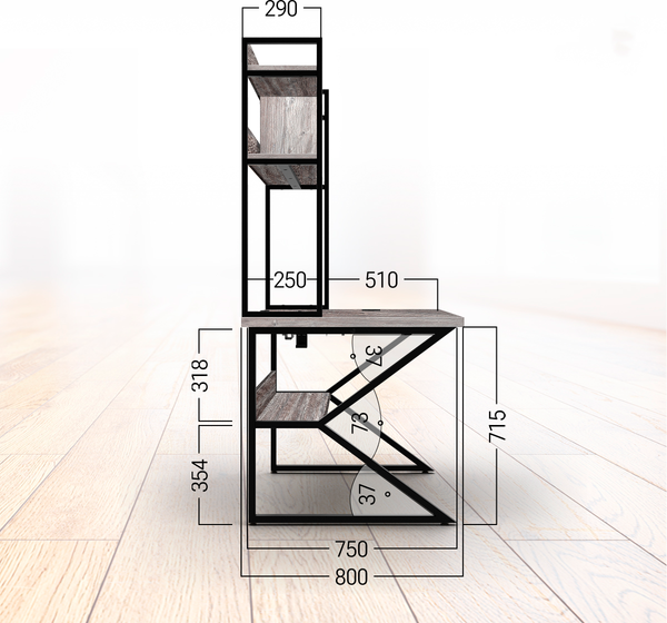 Письменный стол Millwood Кембридж 1600х800 / 51664_pas_ch_6